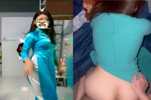 Nữ sinh mặc áo dài sexy khoe phần bướm đầy đặn và ít lông